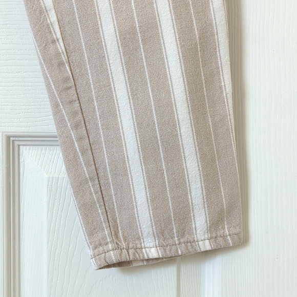 NY Line 90's Vintage Classic Striped High Waisted Tapered Leg Pants Tan White 28 - Picture 15 of 15